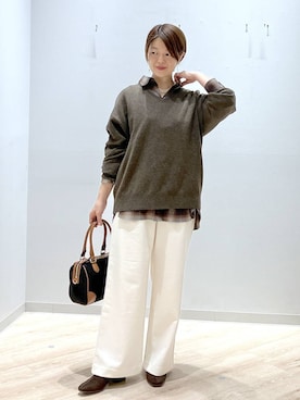 「アイテム（ボストンバッグ）」を使った、miinoさん（レディース・152cm・40代）の冬コーディネート