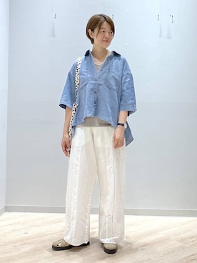 「GLOBAL WORK（グローバルワーク）のベーシックA4刺繍トート/ 316572（トートバッグ、その他）」を使った、miinoさん（レディース・152cm）の春コーディネート