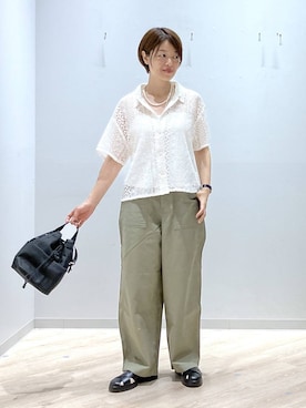 「GLOBAL WORK（グローバルワーク）のアソート三連ネックレス/495430（ネックレス、ホワイト系）」を使った、miinoさん（レディース・152cm）の春コーディネート