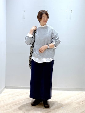 「GLOBAL WORK（グローバルワーク）のエアかる晴雨兼用ブーツ/1055021（ブーツ、ブラウン系）」を使った、miinoさん（レディース・152cm）の秋コーディネート