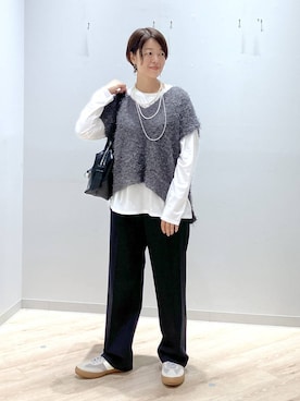 「アイテム（ベスト）」を使った、miinoさん（レディース・152cm・40代）の秋コーディネート