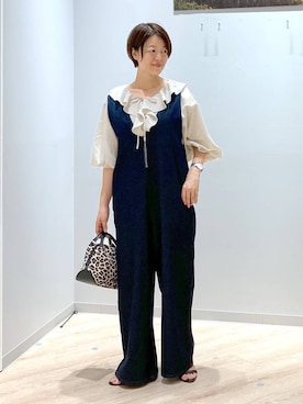 「アイテム（サロペット/オーバーオール）」を使った、miinoさん（レディース・152cm・40代）の夏コーディネート