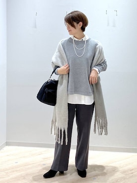 「アイテム（マフラー）」を使った、miinoさん（レディース・152cm・40代）の秋コーディネート