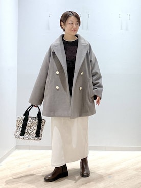 「アイテム（チェスターコート）」を使った、miinoさん（レディース・152cm・40代）の秋コーディネート