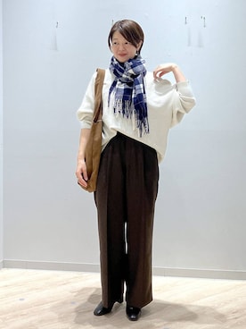 「アイテム（トートバッグ）」を使った、miinoさん（レディース・152cm・40代）の秋コーディネート