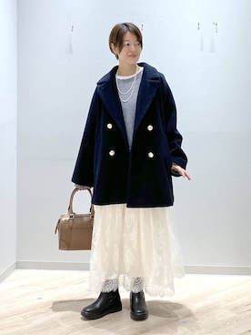 「アイテム（チェスターコート）」を使った、miinoさん（レディース・152cm・40代）の冬コーディネート