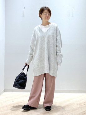 「アイテム（ローファー）」を使った、miinoさん（レディース・152cm・40代）の冬コーディネート