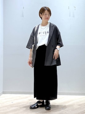 「GLOBAL WORK（グローバルワーク）のベーシックA4刺繍トート/ 316572（トートバッグ、その他）」を使った、miinoさん（レディース・152cm）の春コーディネート