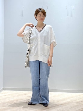 「GLOBAL WORK（グローバルワーク）のらくっション撥水バレエ/135873（バレエシューズ、ブラック系）」を使った、miinoさん（レディース・152cm）の春コーディネート