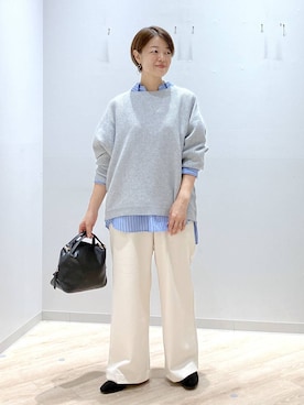 「GLOBAL WORK（グローバルワーク）のふわふわHugmeドルマンプルオーバー/595406（ニット/セーター）」を使った、miinoさん（レディース・152cm）の冬コーディネート