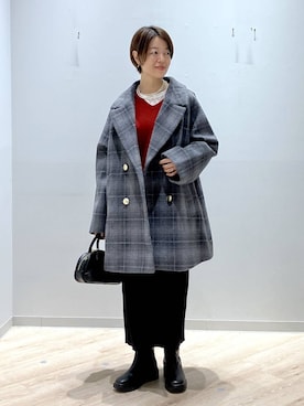 「アイテム（チェスターコート）」を使った、miinoさん（レディース・152cm・40代）の冬コーディネート