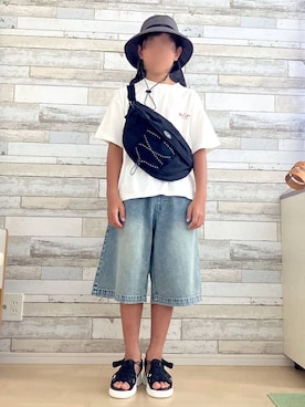 「アイテム（ボディバッグ/ウエストポーチ）」を使った、miinoさん（レディース・152cm・40代）の夏コーディネート