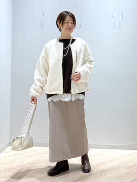 「アイテム（ネックレス）」を使った、miinoさん（レディース・152cm・40代）の冬コーディネート