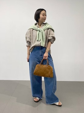 「BABYLONE（バビロン）のバレルレッグデニムパンツ（デニムパンツ）」を使った、babyloneyuumiさん（レディース・158cm・20代）の春コーディネート