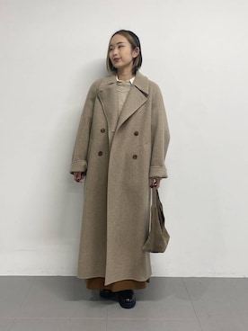 「アイテム（ステンカラーコート）」を使った、babyloneyuumiさん（レディース・158cm・20代）の冬コーディネート