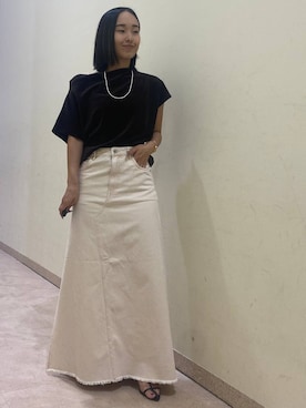 「BABYLONE（バビロン）のカツラギロングスカート（スカート）」を使った、babyloneyuumiさん（レディース・158cm）の夏コーディネート