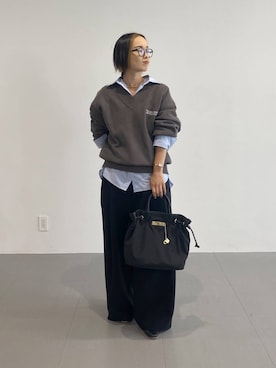 「アイテム（トートバッグ、ブラック系）」を使った、babyloneyuumiさん（レディース・158cm）の秋コーディネート