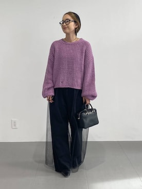 「BABYLONE（バビロン）のカラーネップニット（ニット/セーター）」を使った、babyloneyuumiさん（レディース・158cm）の秋コーディネート