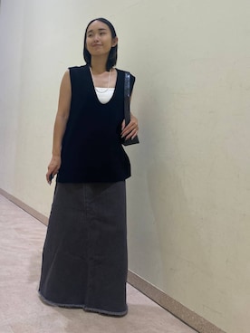 「BABYLONE（バビロン）のカツラギロングスカート（スカート）」を使った、babyloneyuumiさん（レディース・158cm）の夏コーディネート
