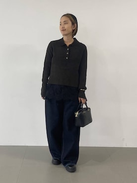 「アイテム（キャミソール、ブラック系）」を使った、babyloneyuumiさん（レディース・158cm）の冬コーディネート