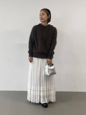 「BABYLONE（バビロン）のサイドゴアレザーブーツ（ブーツ）」を使った、babyloneyuumiさん（レディース・158cm）の冬コーディネート