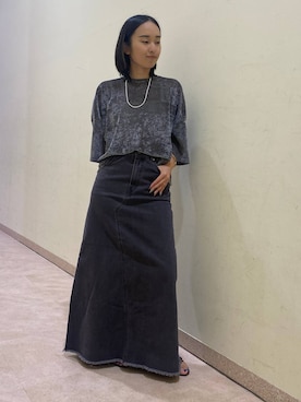 「BABYLONE（バビロン）のカツラギロングスカート（スカート）」を使った、babyloneyuumiさん（レディース・158cm）の夏コーディネート