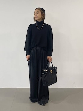 「BABYLONE（バビロン）のハイネックポンチョニット（ニット/セーター）」を使った、babyloneyuumiさん（レディース・158cm）の秋コーディネート