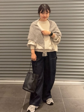 「アイテム（ストール/ショール）」を使った、nakamichiiさん（レディース・150cm）の秋コーディネート