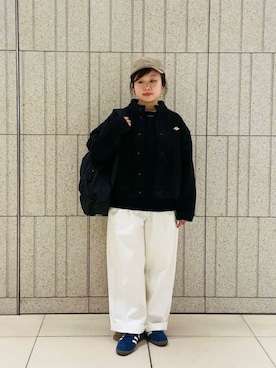 「かぐれ（カグレ）のコットン2タックワイドパンツ（その他パンツ）」を使った、nakamichiiさん（レディース・150cm）の秋コーディネート