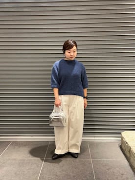 「かぐれ（カグレ）のコットン2タックワイドパンツ（その他パンツ）」を使った、nakamichiiさん（レディース・150cm）の秋コーディネート