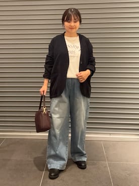 「アイテム（ノーカラージャケット）」を使った、nakamichiiさん（レディース・150cm）の秋コーディネート