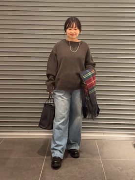 「アイテム（マフラー）」を使った、nakamichiiさん（レディース・150cm）の秋コーディネート