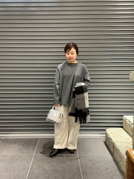 「かぐれ（カグレ）のコットン2タックワイドパンツ（その他パンツ）」を使った、nakamichiiさん（レディース・150cm）の秋コーディネート