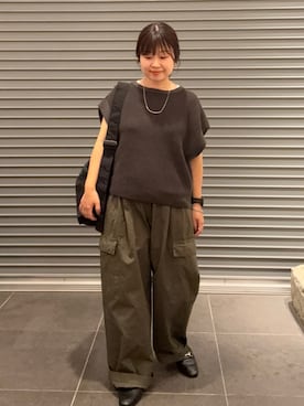 「URBAN RESEARCH DOORS（アーバンリサーチドアーズ）のリネンライクニットプルオーバー（ニット/セーター）」を使った、nakamichiiさん（レディース・150cm）の秋コーディネート