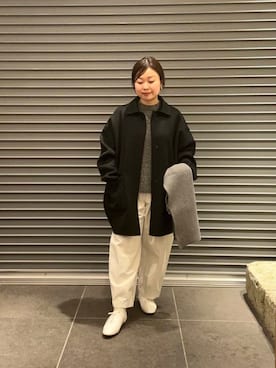 「アイテム（ステンカラーコート）」を使った、nakamichiiさん（レディース・150cm）の冬コーディネート