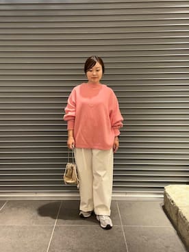 「かぐれ（カグレ）のコットン2タックワイドパンツ（その他パンツ）」を使った、nakamichiiさん（レディース・150cm）の秋コーディネート