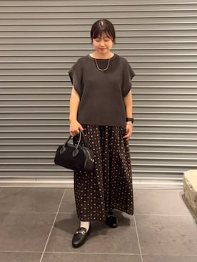 「URBAN RESEARCH DOORS（アーバンリサーチドアーズ）のリネンライクニットプルオーバー（ニット/セーター）」を使った、nakamichiiさん（レディース・150cm）の秋コーディネート