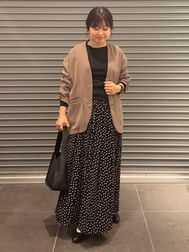「アイテム（ノーカラージャケット）」を使った、nakamichiiさん（レディース・150cm）の秋コーディネート