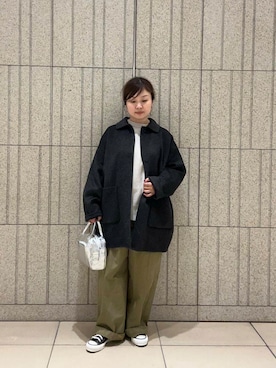 「アイテム（ステンカラーコート）」を使った、nakamichiiさん（レディース・150cm）の秋コーディネート