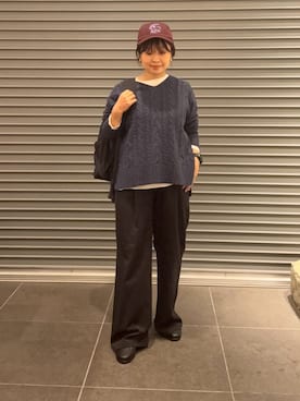 「アイテム（キャップ）」を使った、nakamichiiさん（レディース・150cm）の秋コーディネート