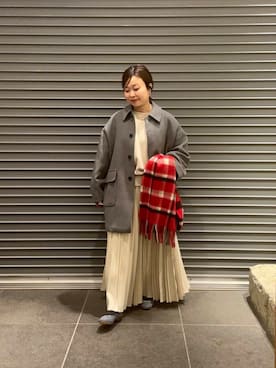 「アイテム（ストール/ショール）」を使った、nakamichiiさん（レディース・150cm）の冬コーディネート