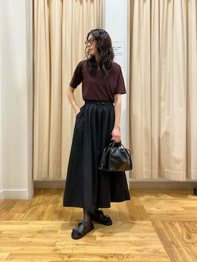 「URBAN RESEARCH DOORS(アーバンリサーチドアーズ)の『UR TECH』サマシェアニットハーフスリーブプルオーバー(Tシャツ/カットソー、ブラウン系)」を使った、kimmyさん(レディース・168cm)の春コーディネート
