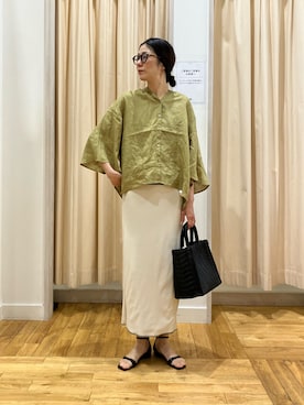 「URBAN RESEARCH DOORS(アーバンリサーチドアーズ)のリネンフレアスリーブブラウス(シャツ/ブラウス、グリーン系)」を使った、kimmyさん(レディース・168cm)の春コーディネート