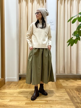 「アイテム（ニットキャップ/ビーニー）」を使った、kimmyさん（レディース・168cm）の秋コーディネート