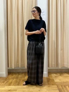 「URBAN RESEARCH DOORS（アーバンリサーチドアーズ）のタックフライスフレンチTシャツ（Tシャツ/カットソー、ブルー系）」を使った、kimmyさん（レディース・168cm）の夏コーディネート