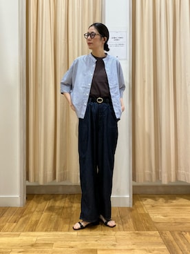 「URBAN RESEARCH DOORS(アーバンリサーチドアーズ)のアンクルストラップフラットサンダル(サンダル、ブラック系)」を使った、kimmyさん(レディース・168cm)の春コーディネート