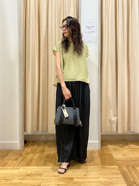 「URBAN RESEARCH DOORS（アーバンリサーチドアーズ）のレイヤードフレンチブラウス（シャツ/ブラウス、グリーン系）」を使った、kimmyさん（レディース・168cm）の夏コーディネート