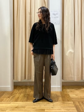 「URBAN RESEARCH DOORS（アーバンリサーチドアーズ）のレースインナーSETニット（ニット/セーター、ブラック系）」を使った、kimmyさん（レディース・168cm）の秋コーディネート