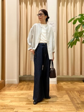 「FORK&SPOON（フォークアンドスプーン）のFORK&SPOON　バンドカラーダブルクロスシャツ（シャツ/ブラウス）」を使った、kimmyさん（レディース・168cm）の秋コーディネート