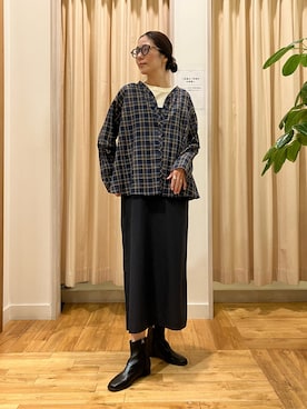 「秋のシャツ着こなし術」｜「アイテム（ワンピース/ドレス）」を使った、kimmyさん（レディース・168cm）の秋コーディネート